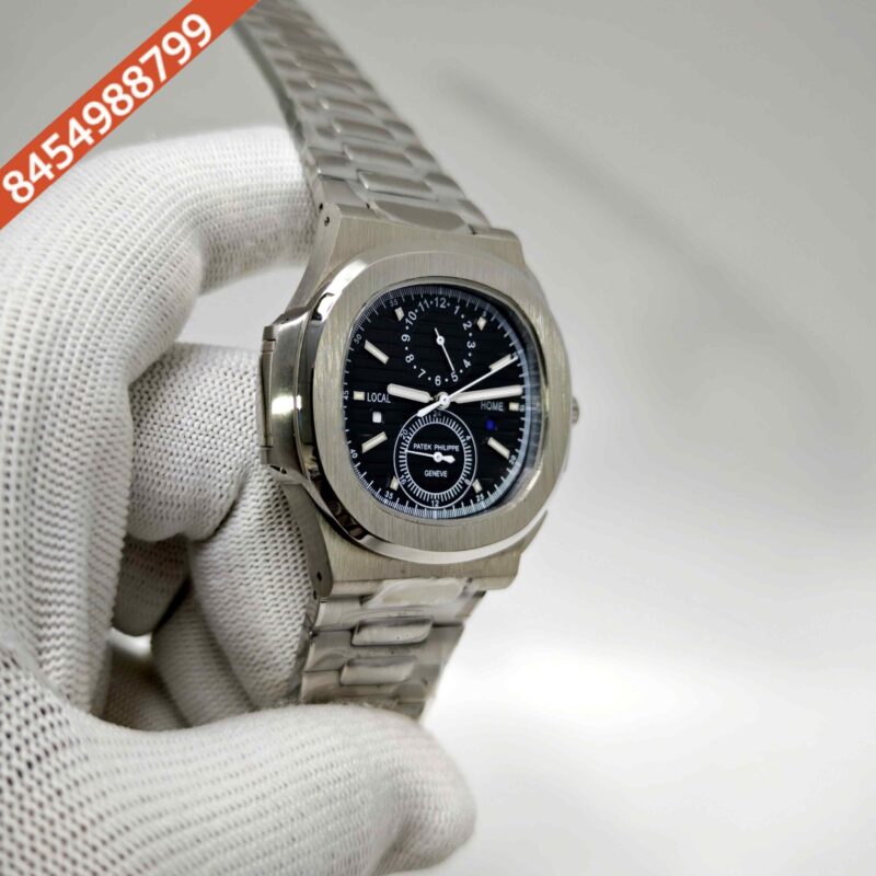 Patek Philippe Nautilus Chronograph Travel Time Black Dial stainless steel Swiss Automatic watch - Image 3