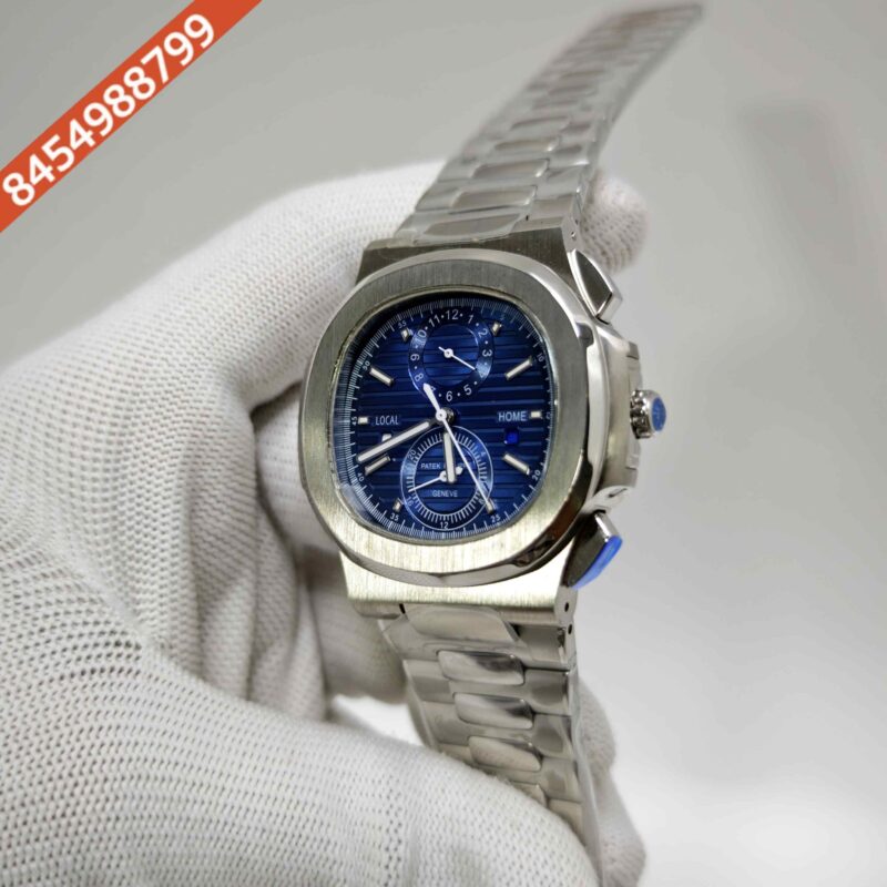 Patek Philippe Nautilus Chronograph Travel Time Blue Dial stainless steel Swiss Automatic watch - Image 2