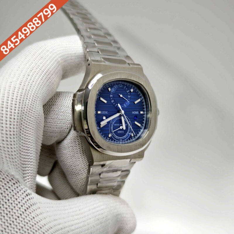 Patek Philippe Nautilus Chronograph Travel Time Blue Dial stainless steel Swiss Automatic watch - Image 3