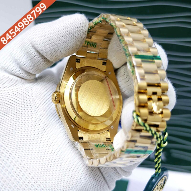 Rolex Day-Date Full Gold Diamond Bezel Diamond  Marker Green Dial Swiss Automatic Watch - Image 4