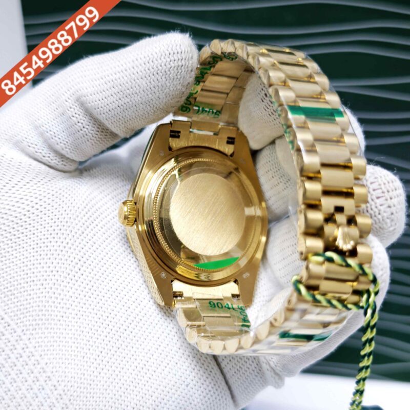 Rolex Day-Date Full Gold Diamond Bezel Roman Marker Golden Dial Swiss Automatic Watch - Image 4