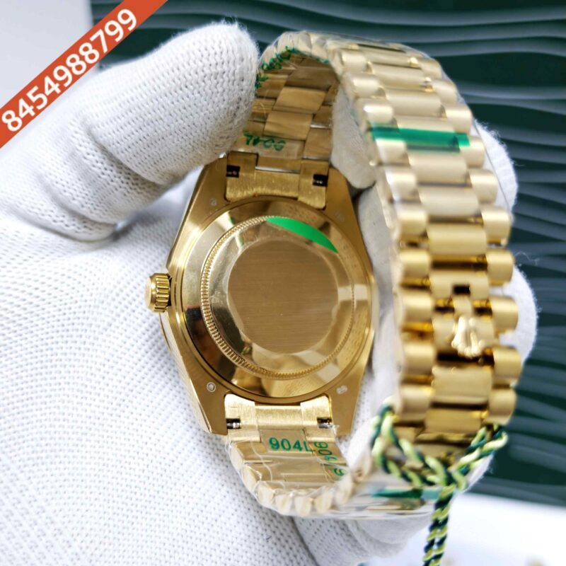 Rolex Day-Date Full Gold Diamond Bezel Roman Marker Green Dial Swiss Automatic Watch - Image 4
