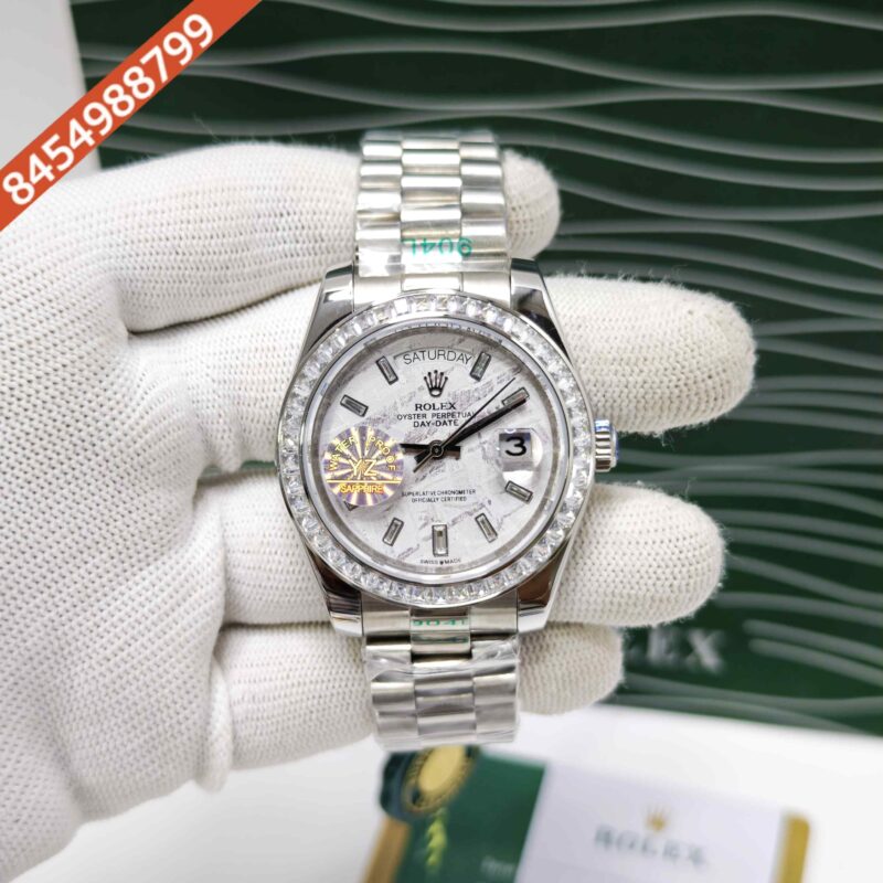Rolex Day-Date Steel Diamond Bezel Stick Marker White Dial Swiss Automatic Watch