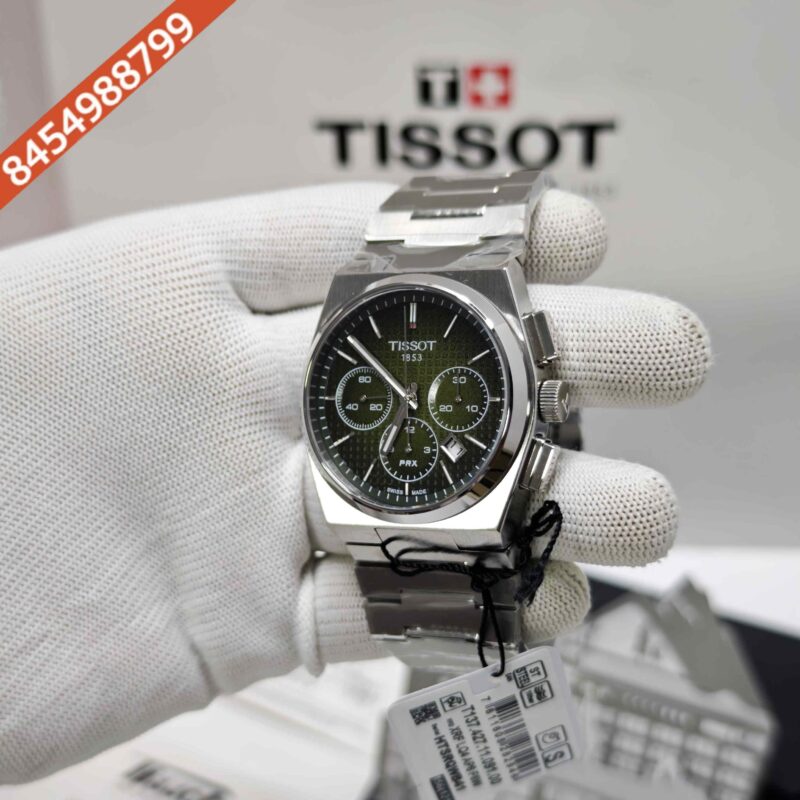 Tissot 1853 T-Classic PRX Chronograph Steel Green Dial Store Quality Swiss Automatic Watch - Image 2