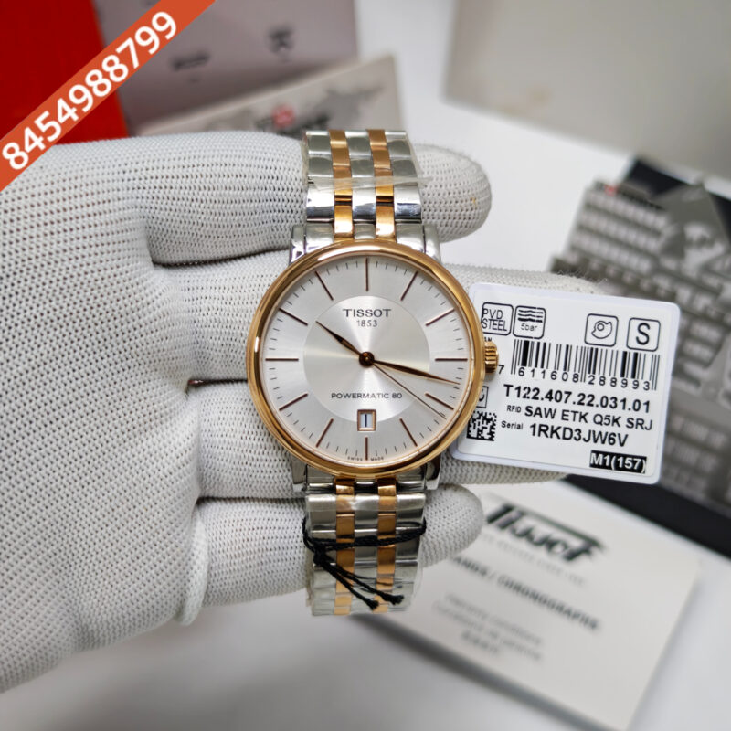 Tissot Carson Powermatic 80 Rose Gold Steel White Dial Dual Tone Store Quality Swiss Automatic Watch