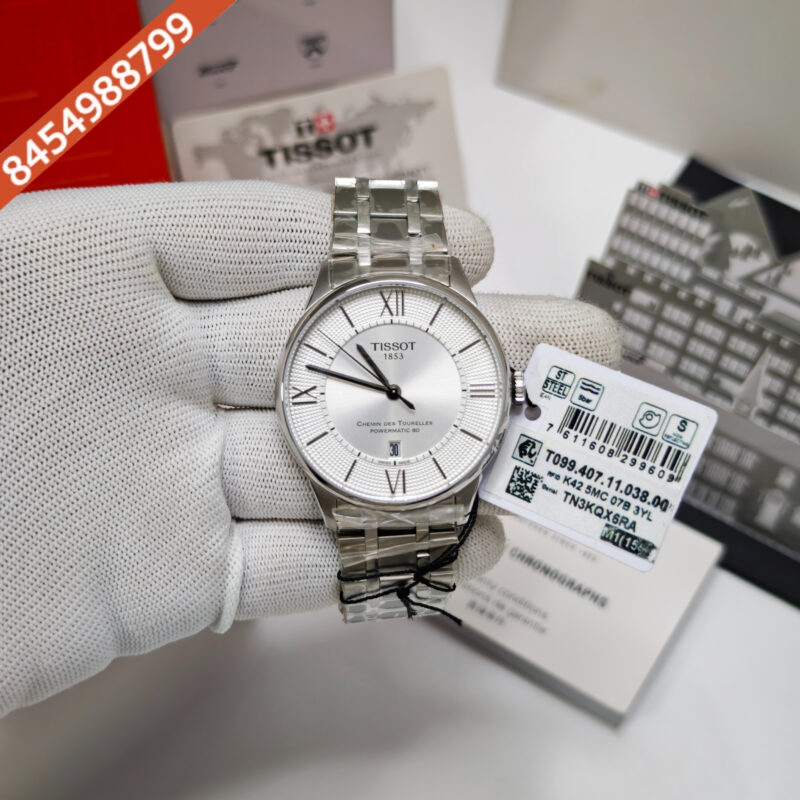 Tissot Chemin des Tourelles Powermatic 80 Steel White Dial Roman Marker Store Quality Swiss Automatic Watch