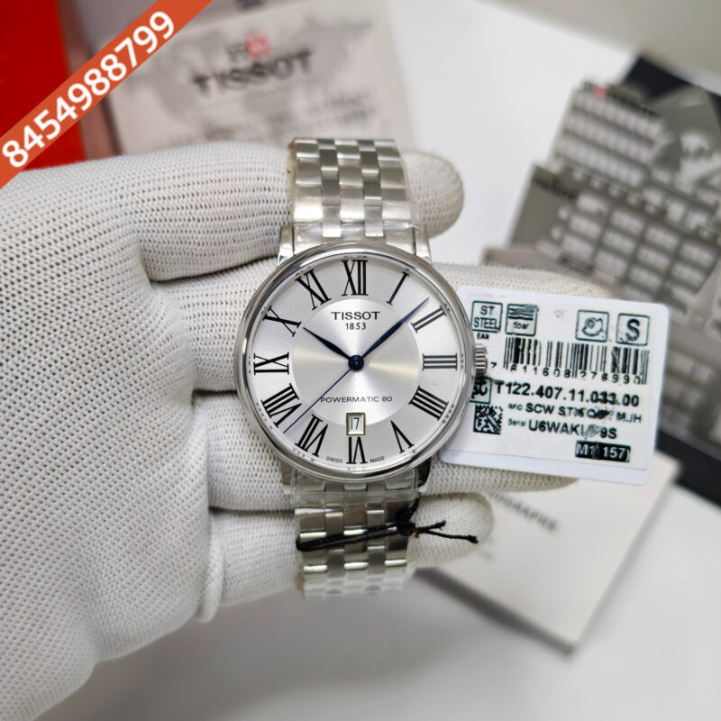 Tissot T-Classic Carson Premium Powermatic 80 Steel Roman marker White Dail Store Quality Swiss Automatic Watch