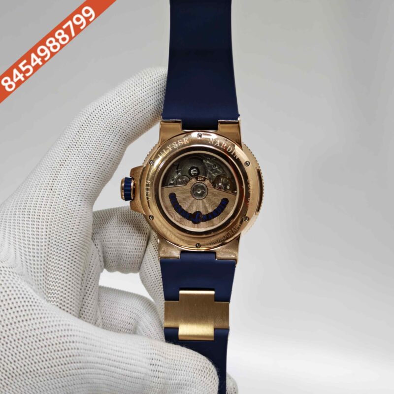 Ulysse Nardin Marine Chronometer Rose Gold White Dial Rubber Strap Automatic Watch - Image 4