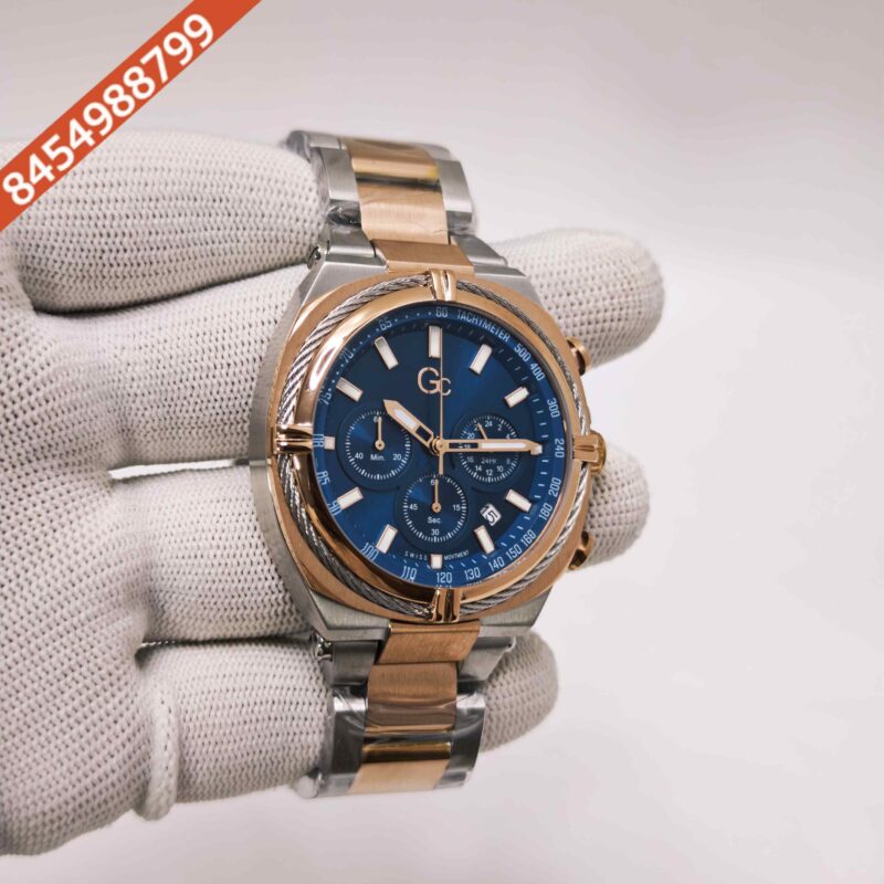 Guess IronClass Chronograph Rose Gold steel Blue Dial Dual Tone Strap Swiss Watch - Image 3