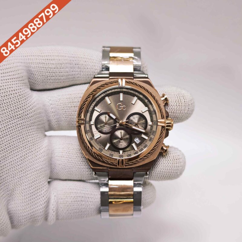 Guess IronClass Chronograph Rose Gold steel Brown Dial Dual Tone Strap Swiss Watch