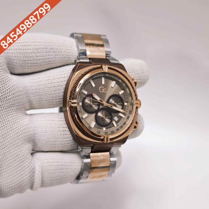 Guess IronClass Chronograph Rose Gold steel Brown Dial Dual Tone Strap Swiss Watch - Image 3