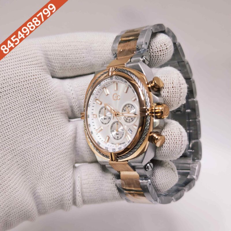 Guess IronClass Chronograph Rose Gold steel White Dial Dual Tone Strap Swiss Watch - Image 2