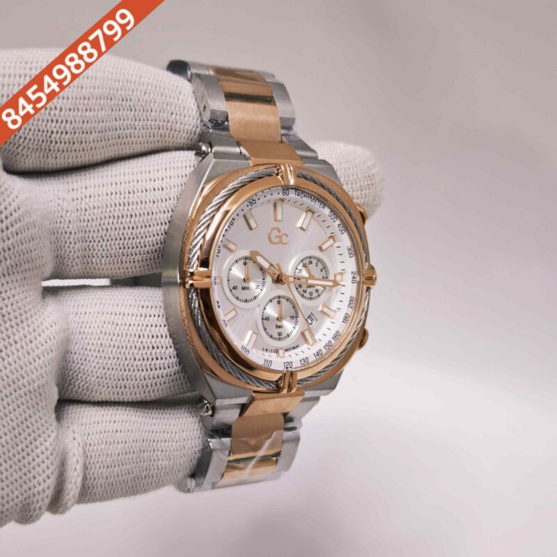 Guess IronClass Chronograph Rose Gold steel White Dial Dual Tone Strap Swiss Watch - Image 3