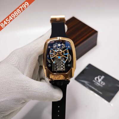 Jacob & Co. Bugatti Chiron Tourbillon Shine Rose Gold Black Rubber Strap Swiss Automatic Watch