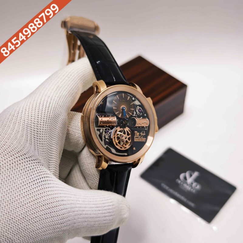 Jacob & Co. Opera Godfather Rose Gold Black Leather Strap Swiss Automatic Watch - Image 3