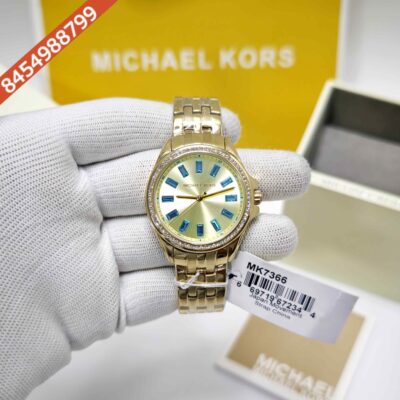MICHAEL KORS Mini Pilot Pave MK7366 Gold Dial Swiss Watch