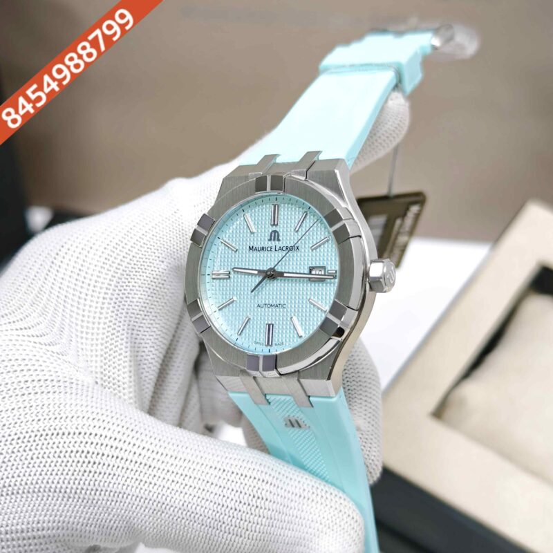 Maurice Lacroix Aikon Venturer Silver Tiffany Blue Dial Rubber Strap Swiss Automatic Watch - Image 2