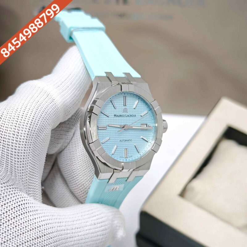 Maurice Lacroix Aikon Venturer Silver Tiffany Blue Dial Rubber Strap Swiss Automatic Watch - Image 3