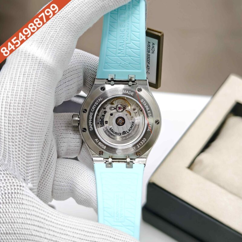 Maurice Lacroix Aikon Venturer Silver Tiffany Blue Dial Rubber Strap Swiss Automatic Watch - Image 4