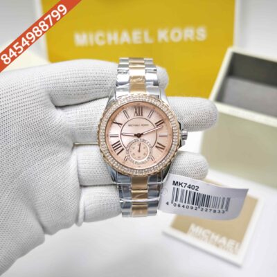 Michael Kors Everest Mother-Of-Pearl MK7402 Steel Rose Gold Diamond Dial Swiss Watch
