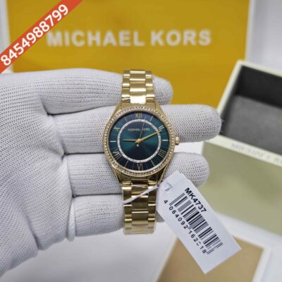 Michael Kors Lauryn MK4737 Golden Green Diamond Dial Swiss Watch