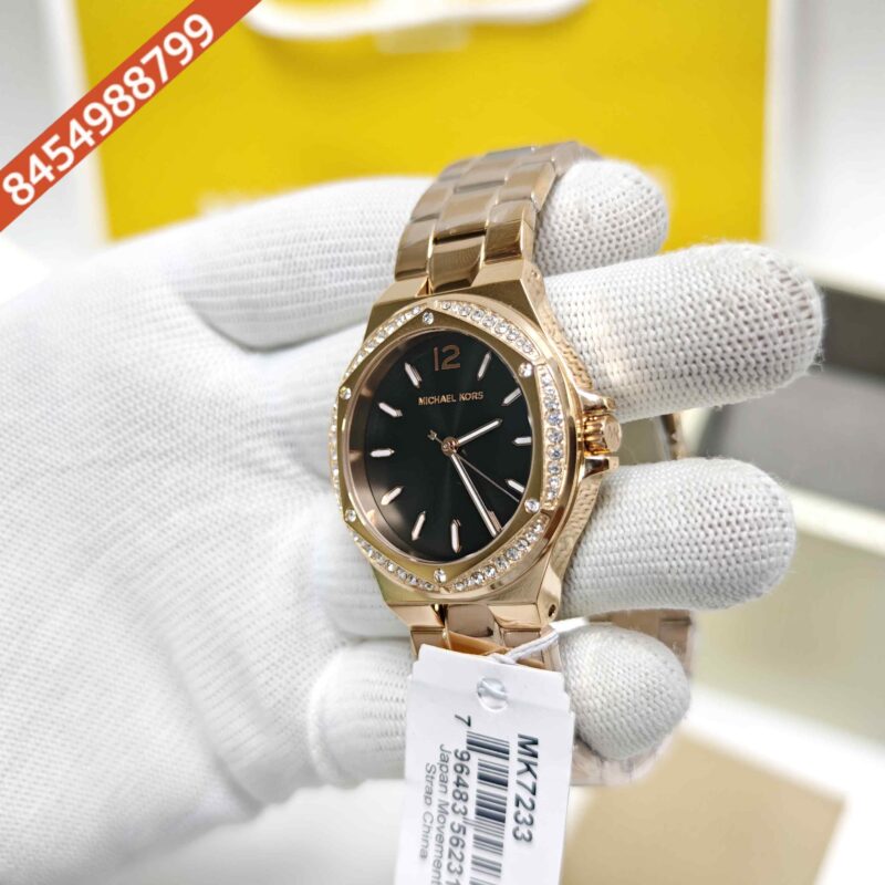 Michael Kors Lennox MK7233 Rose Gold Black Dial Rose Gold Strap Swiss Watch - Image 2