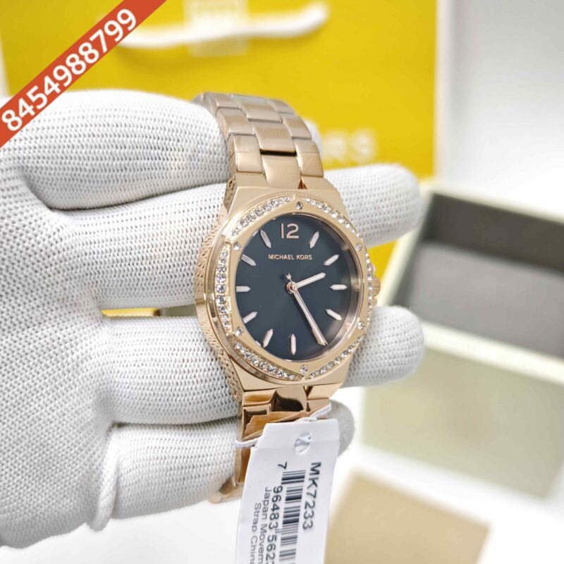 Michael Kors Lennox MK7233 Rose Gold Black Dial Rose Gold Strap Swiss Watch - Image 3