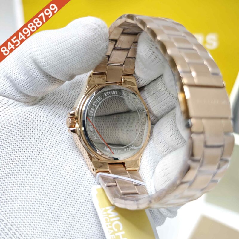 Michael Kors Lennox MK7233 Rose Gold Black Dial Rose Gold Strap Swiss Watch - Image 4