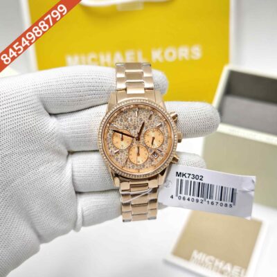 Michael Kors Ritz MK7302 Choronograph Rose Gold Rose Gold Diamond Dial Swiss Watch