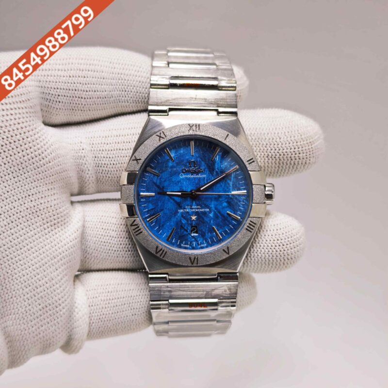 Omega Constellation Co-Axail Meteorite Blue Edition Steel Swiss Automatic Watch