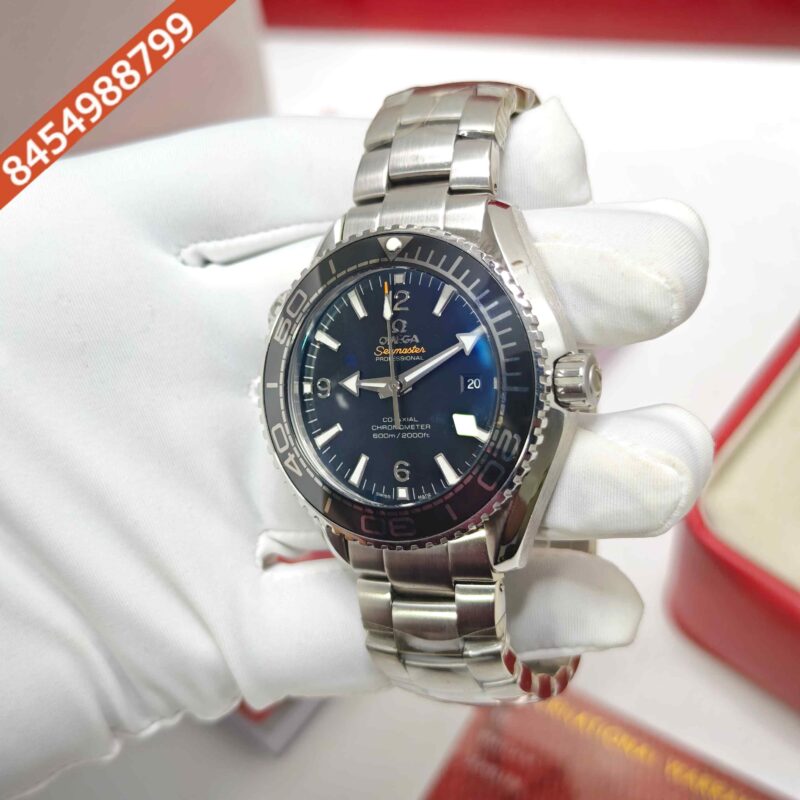 Omega Seamaster Planet Ocean Steel Black Dial Swiss ETA Automatic Watch - Image 2