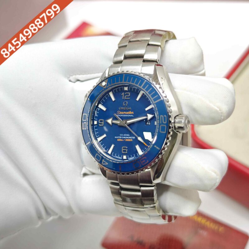 Omega Seamaster Planet Ocean Steel Blue Dial Swiss ETA Automatic Watch - Image 2