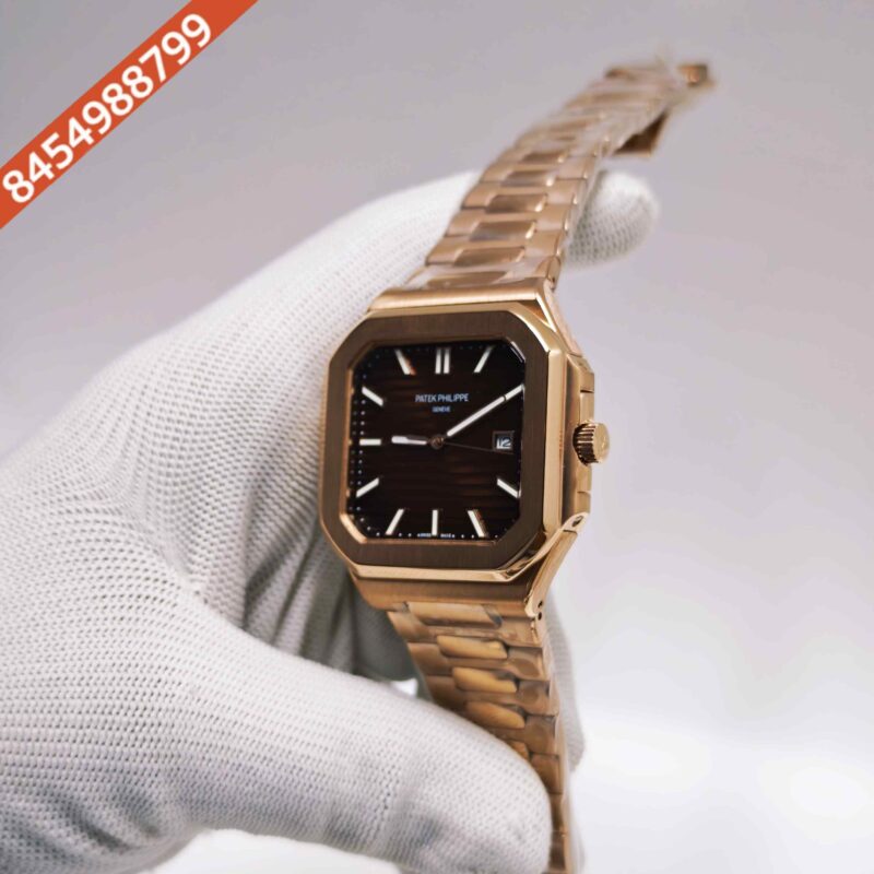 Patek Philippe Cubitus Full Rose Gold Brown Dial Steel Strap Swiss Automatic Watch - Image 2