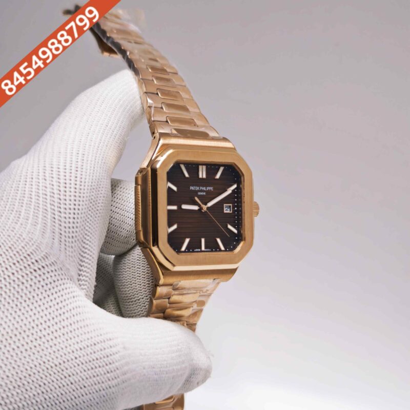 Patek Philippe Cubitus Full Rose Gold Brown Dial Steel Strap Swiss Automatic Watch - Image 3