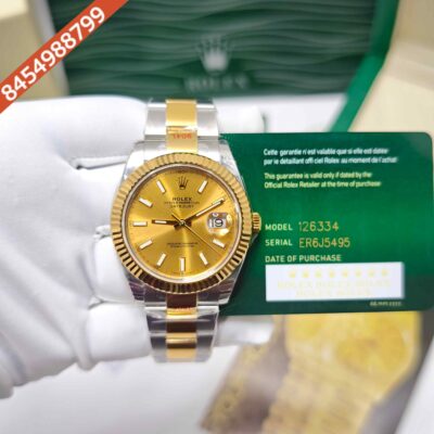 Rolex Date-just Steel champagne Dial Dual Tone Swiss ETA Automatic Watch