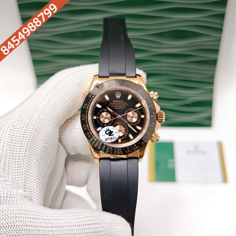 Rolex Oyster Perpetual Cosmograph Daytona Rose Gold Black Dail Swiss Semi ETA Automatic Watch