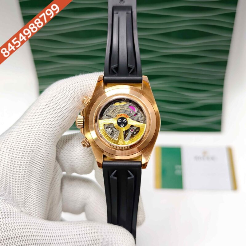 Rolex Oyster Perpetual Cosmograph Daytona Rose Gold Black Dail Swiss Semi ETA Automatic Watch - Image 3