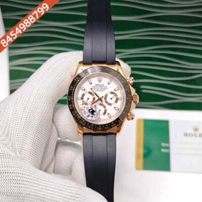 Rolex Oyster Perpetual Cosmograph Daytona Rose Gold White Dial Swiss Semi ETA Automatic Watch