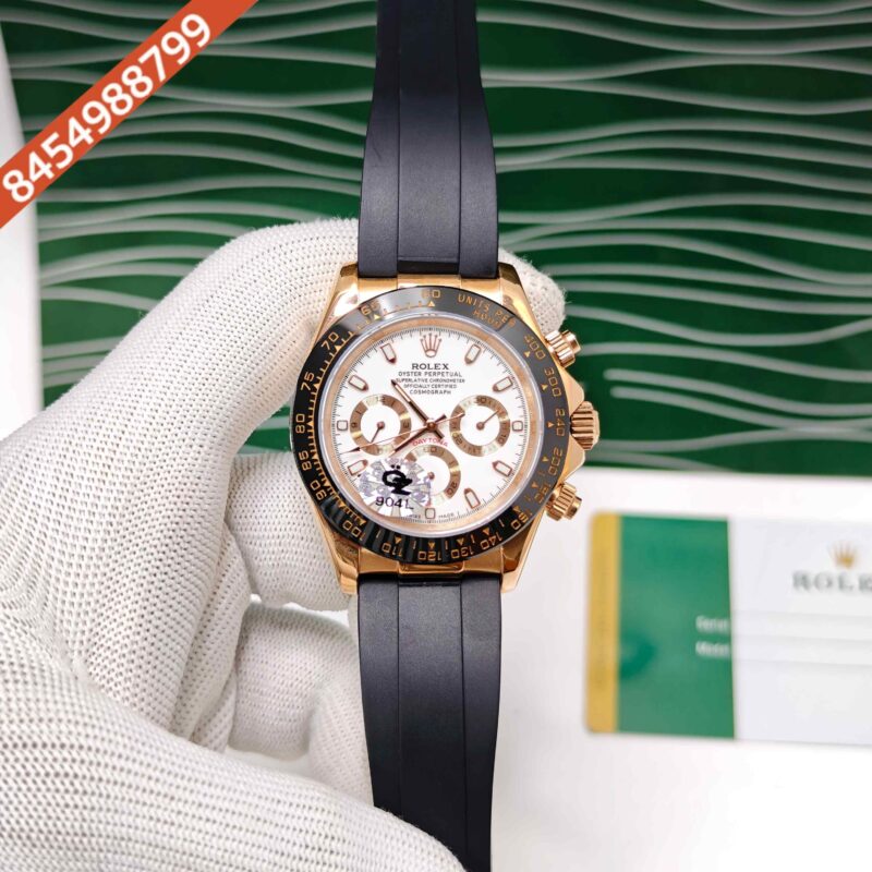 Rolex Oyster Perpetual Cosmograph Daytona Rose Gold White Dial Swiss Semi ETA Automatic Watch