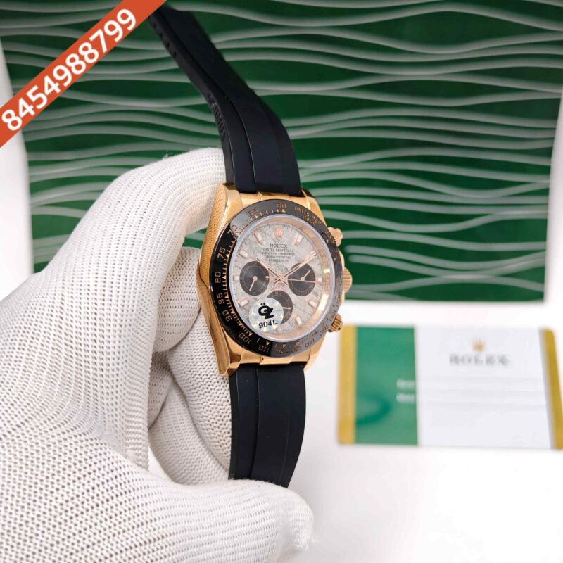 Rolex Oyster Perpetual Cosmograph Daytona Rose Gold White Dial Swiss Semi ETA Automatic Watch - Image 3