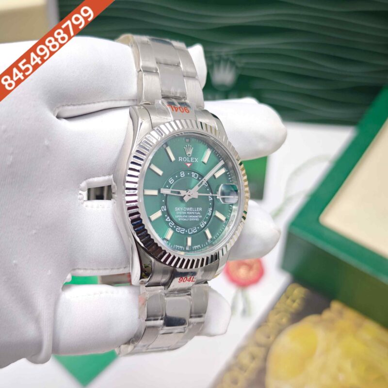 Rolex Sky-Dweller Steel Green Dial Swiss ETA Calibre 9001 Automatic Watch - Image 3