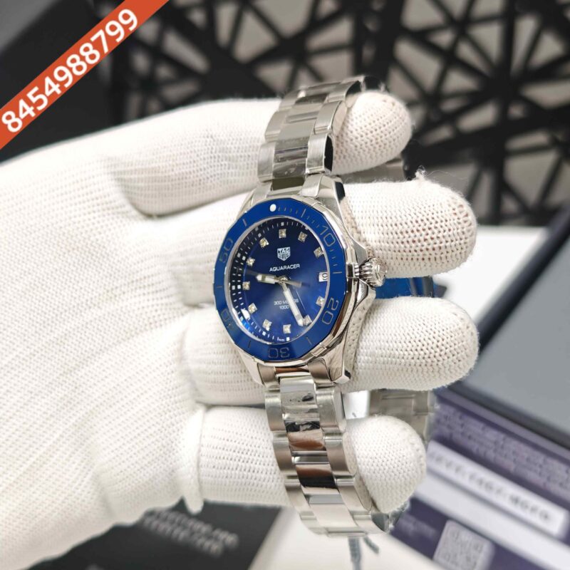 TAG Heuer Aquaracer 300M Stainless Steel Blue Diamond Dial Store Quality Swiss Watch - Image 2