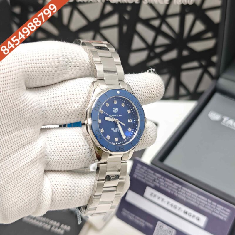 TAG Heuer Aquaracer 300M Stainless Steel Blue Diamond Dial Store Quality Swiss Watch - Image 3