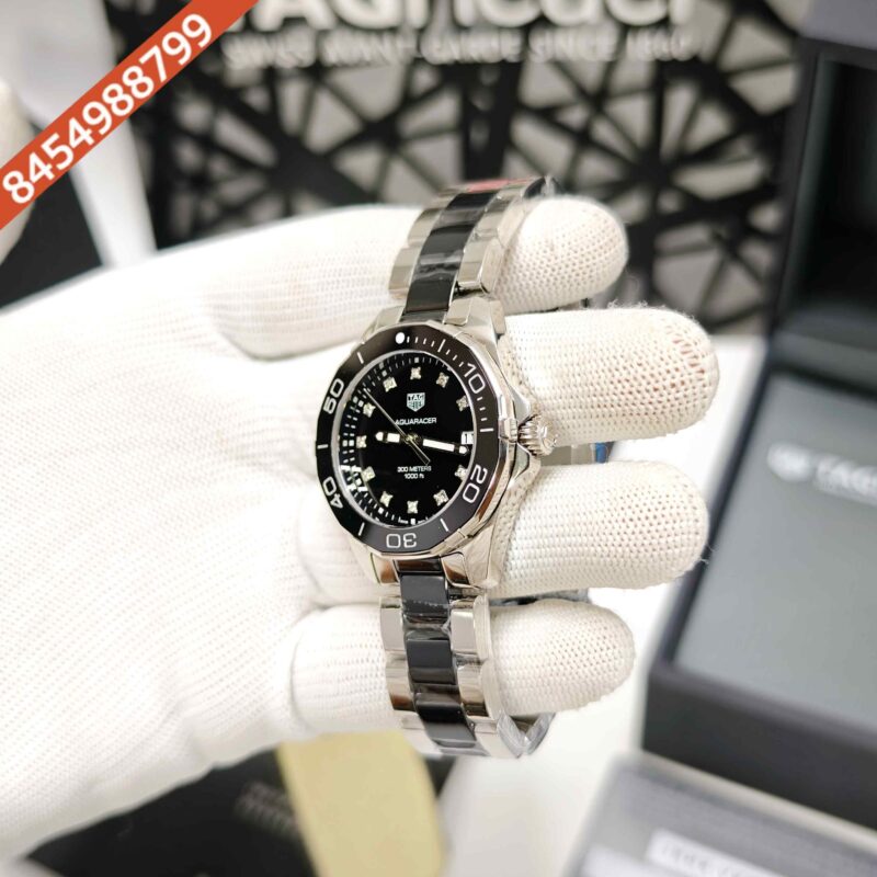 TAG Heuer Aquaracer 300M Steel Black Diamond Dial Dual Tone Strap Store Quality Swiss Watch - Image 2