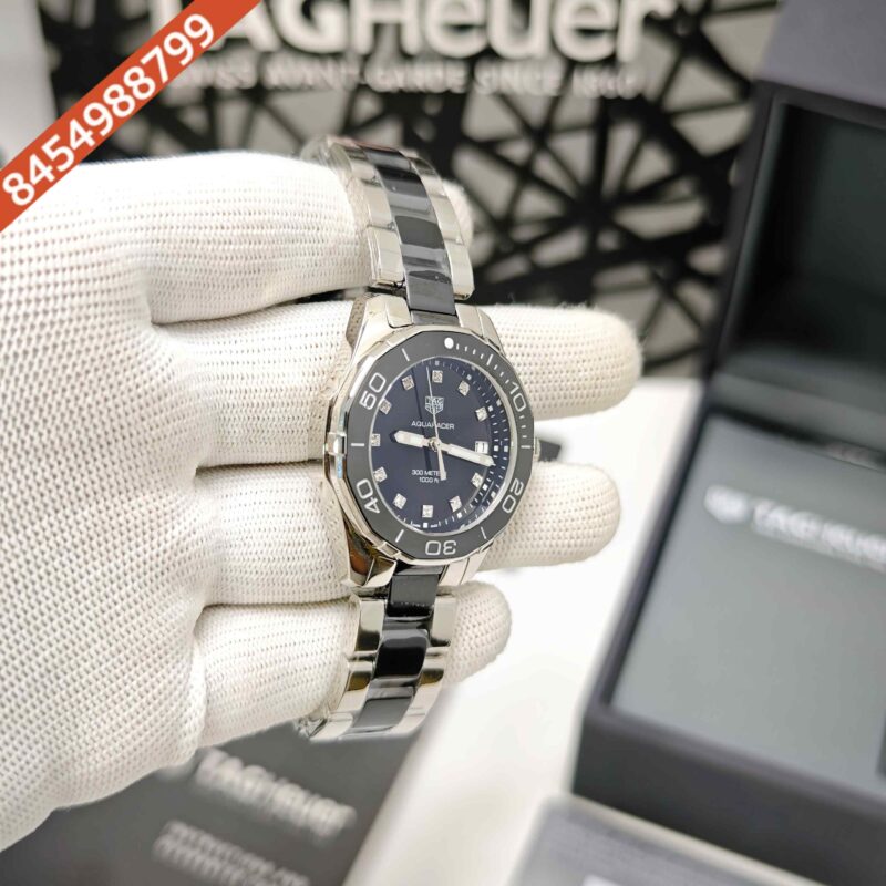 TAG Heuer Aquaracer 300M Steel Black Diamond Dial Dual Tone Strap Store Quality Swiss Watch - Image 3