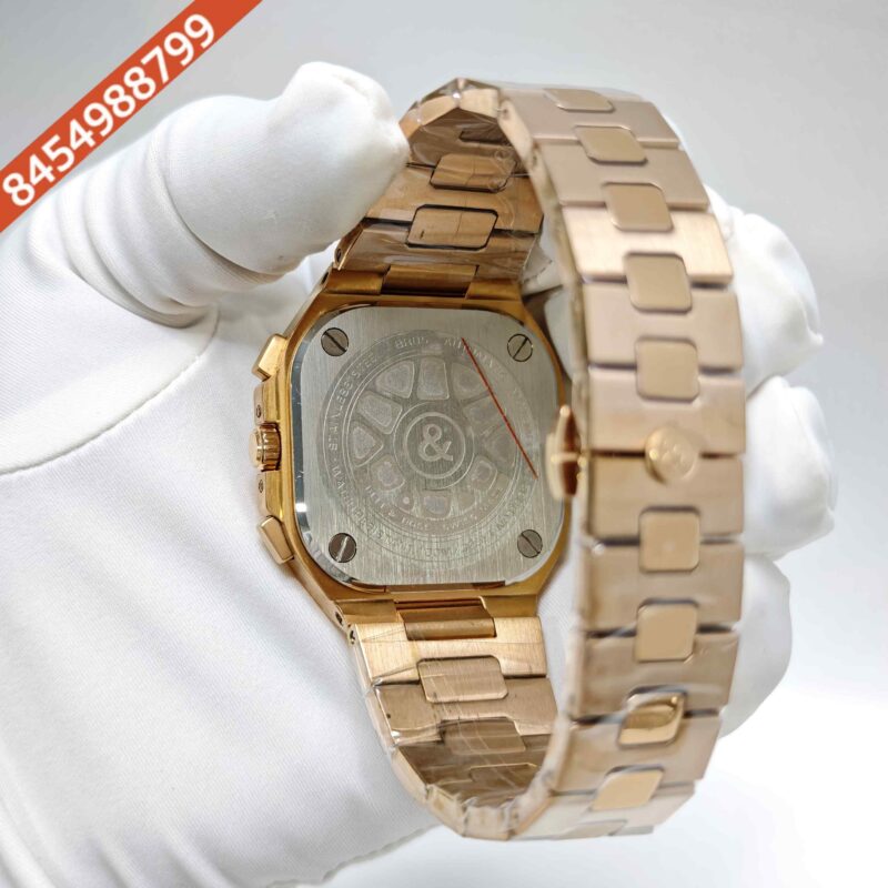 Bell & Ross BR-05 Chronograph Rose Gold Black Dial Steel Strap Swiss Watch - Image 4