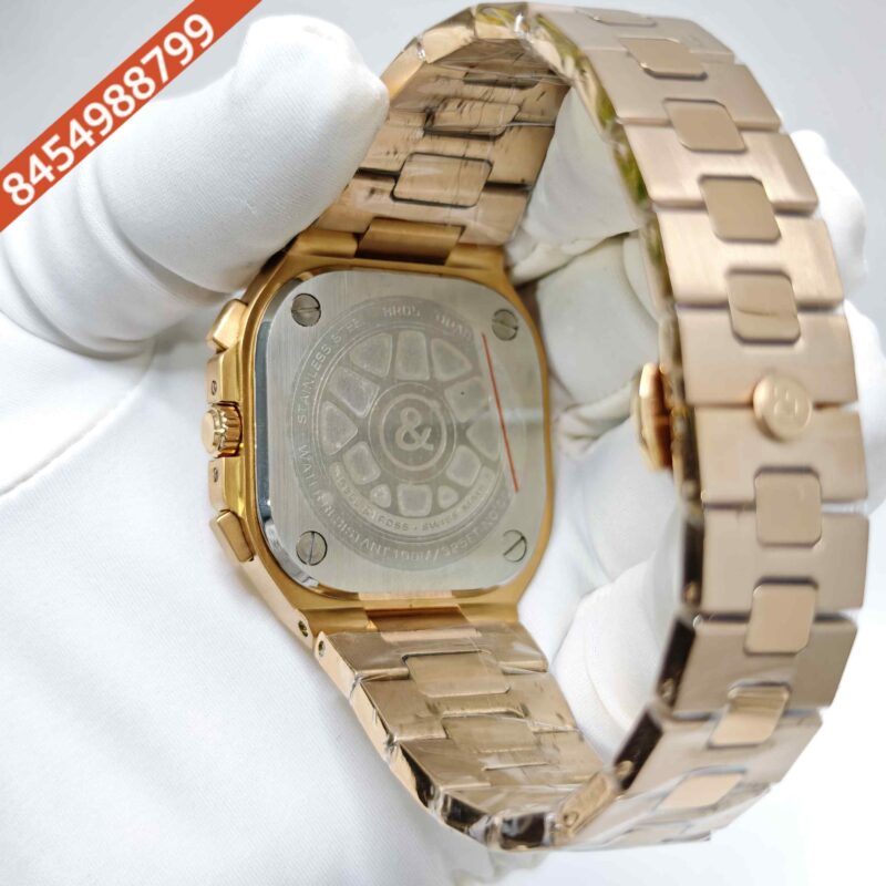 Bell & Ross BR-05 Chronograph Rose Gold Blue Dial Steel Strap Swiss Watch - Image 4