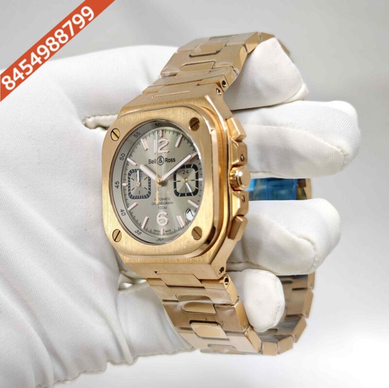 Bell & Ross BR-05 Chronograph Rose Gold Grey Dial Steel Strap Swiss Watch - Image 2