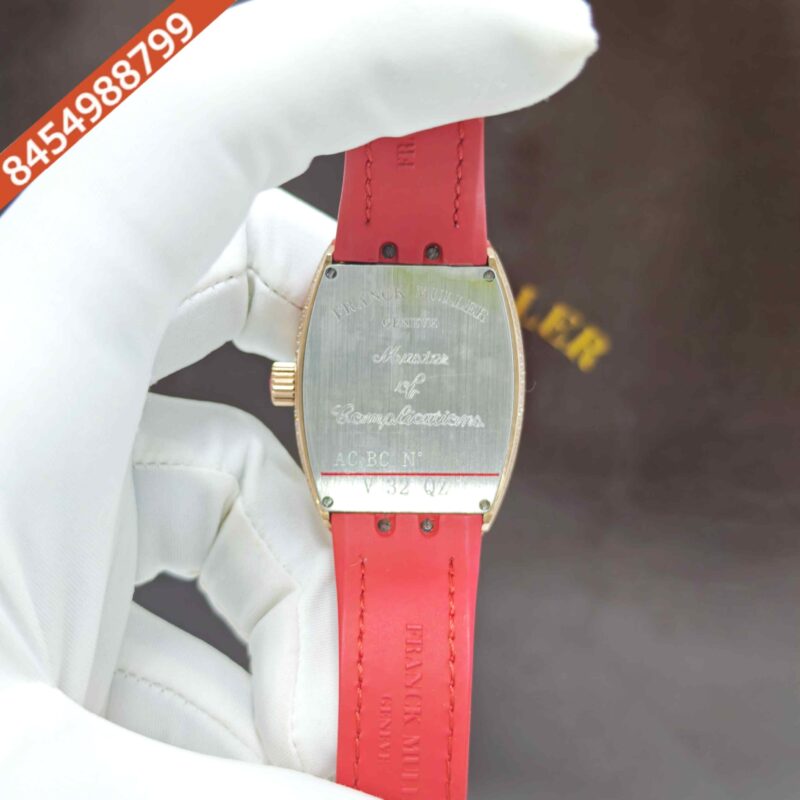 Franck Muller 18k Rose Gold Vanguard Diamond White Dial Leather Strap Swiss Automatic Watch - Image 4