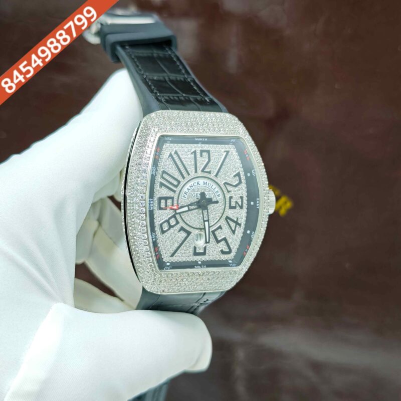 Franck Muller V45 Silver Full Diamond Studded Dial Swiss Automatic Watch - Image 3